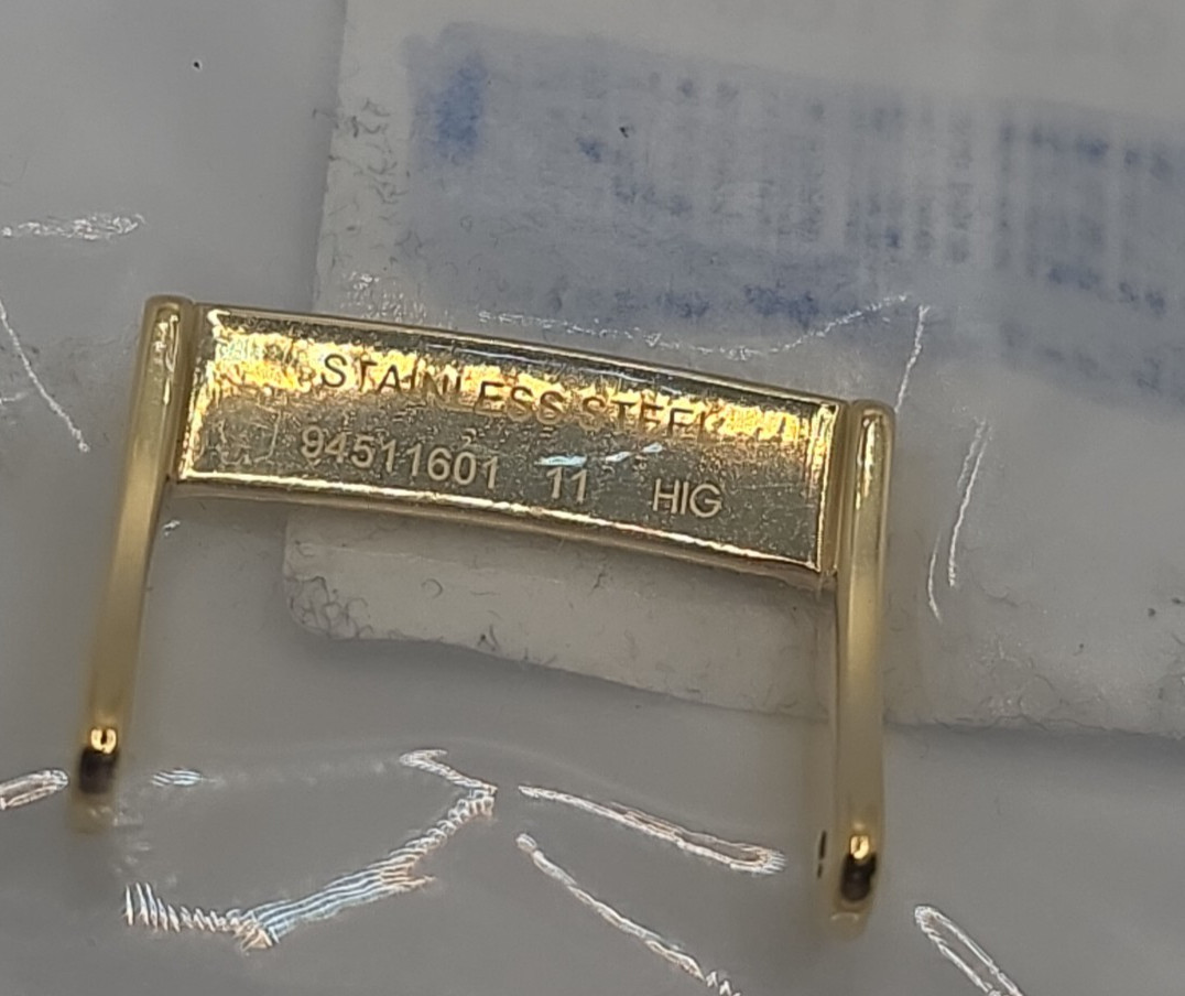 Omega 94511601 Yellow Gold Plated Pin Buckle mm16 Logo Engraved 2 Stakes