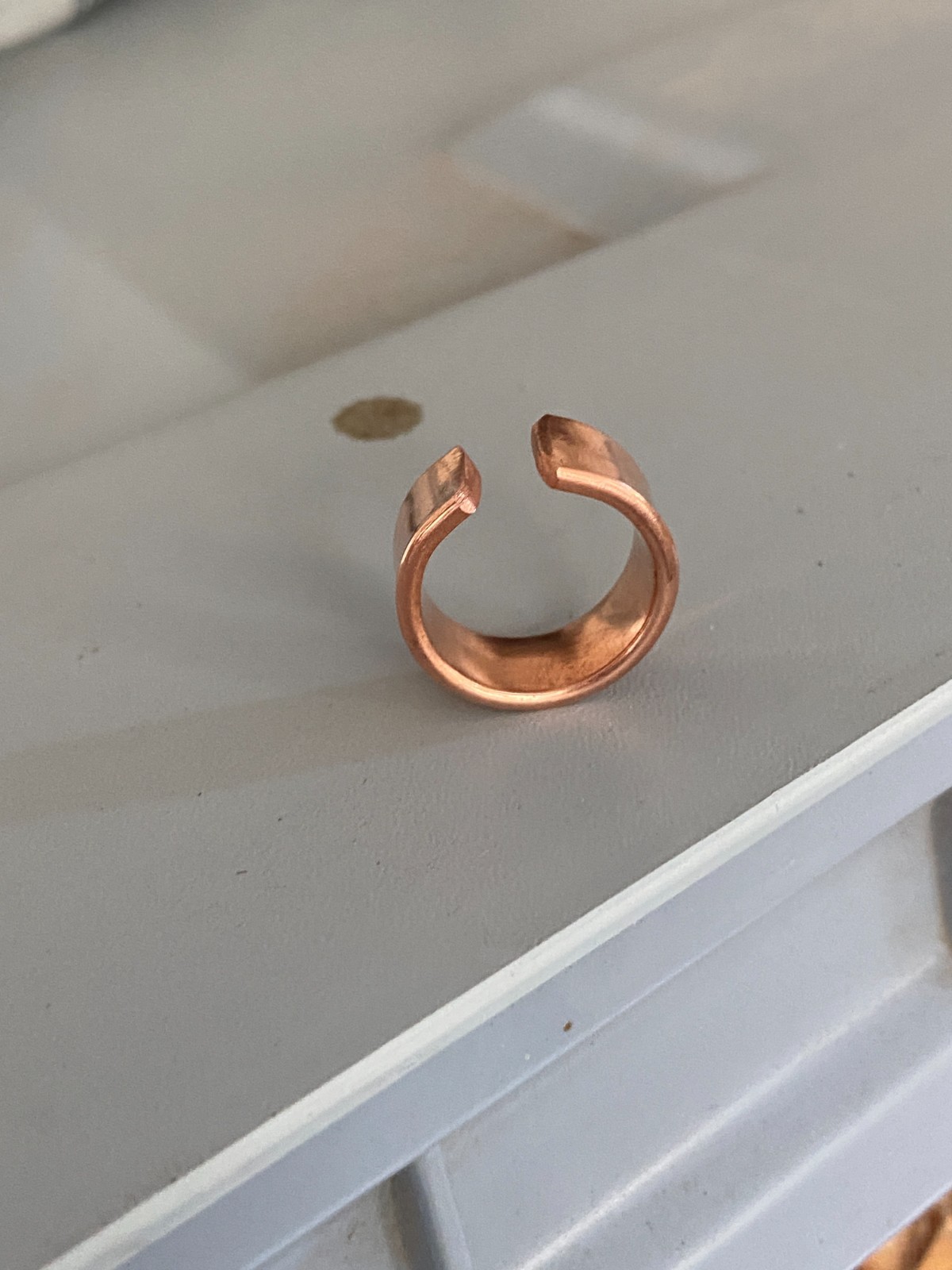 Solid Pure Copper Minimalist Healing Ring, Handmade, Unisex, Oxidized Band