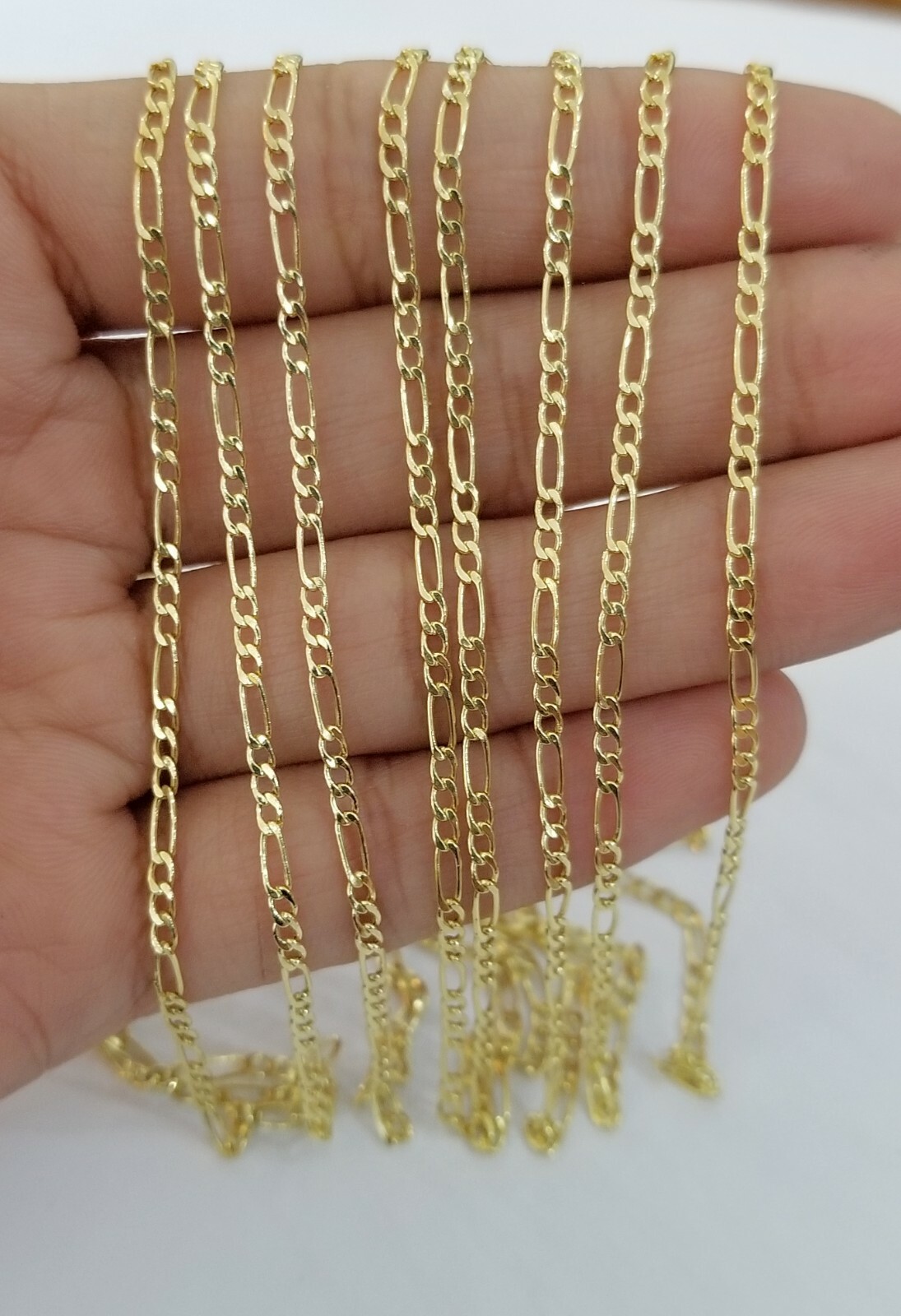 10K Yellow Gold Figaro Link Chain Necklace 2mm 16″ 18″ 20″ 22″ 24″ 26″ Real 10kt