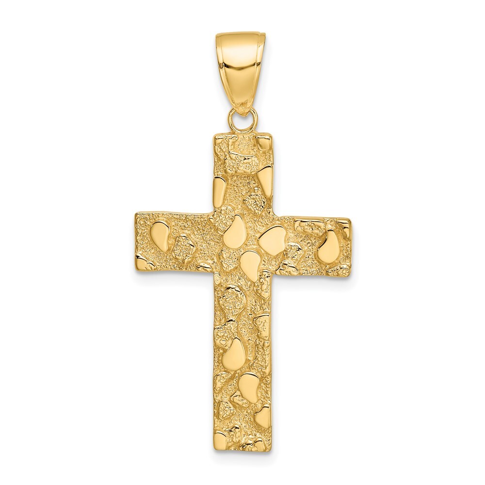 10k Yellow Gold Textured Nugget Style Cross Pendant for Women 1.76g