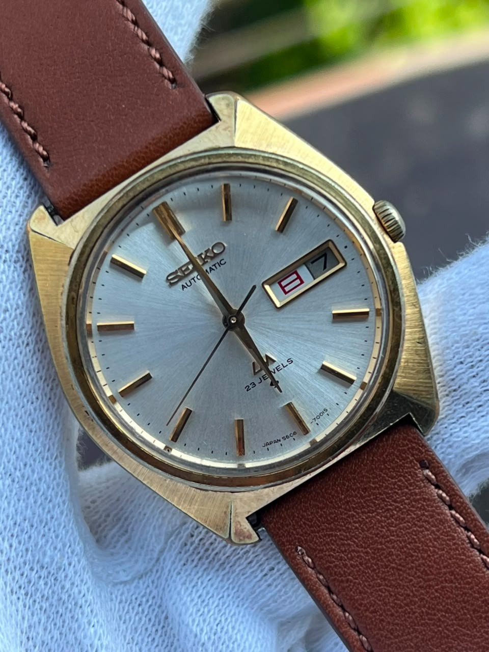 Seiko 5606 7000 Gold Tone ;Kanji /English; Serviced Automatic Quickset Works