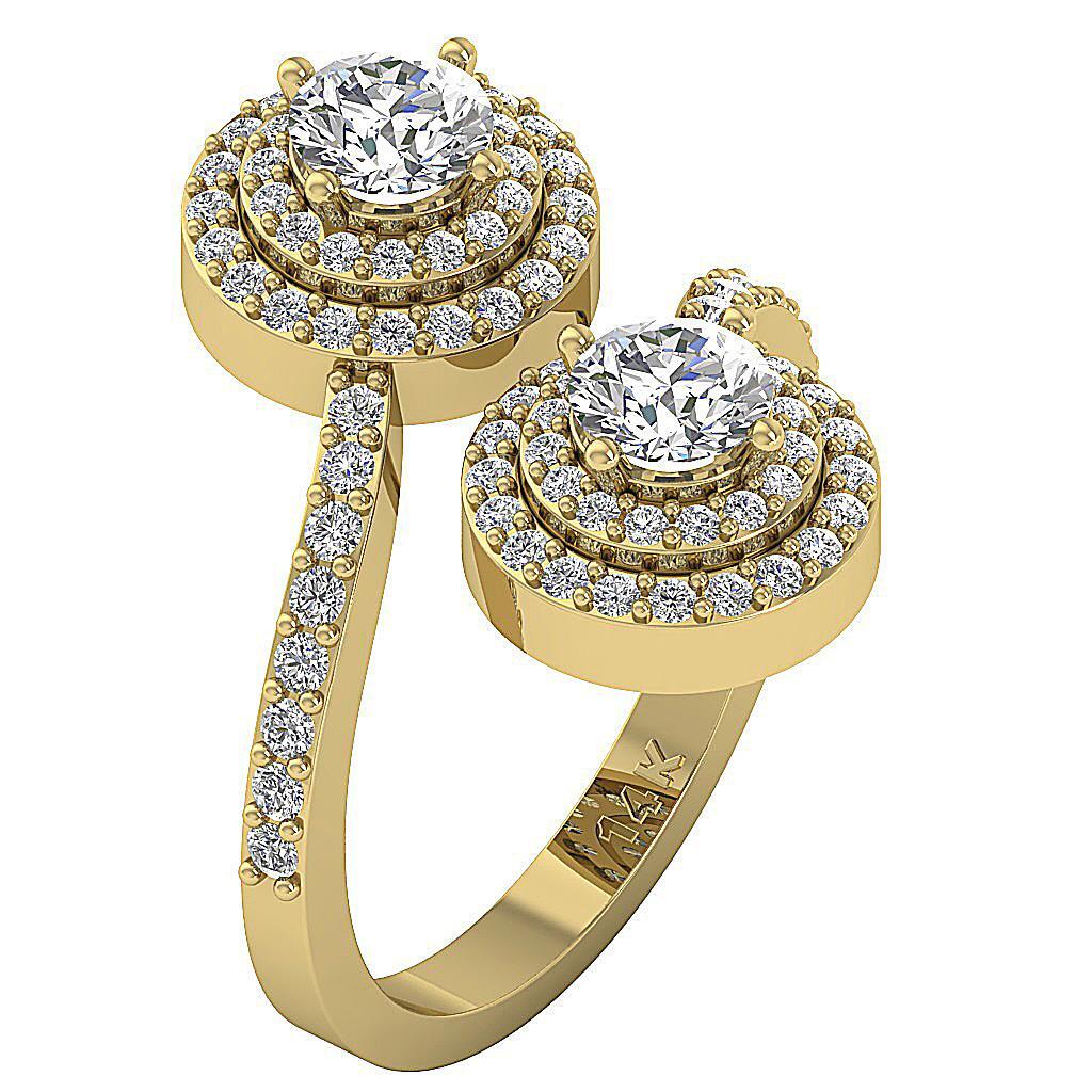 I1 G 1.85 Carat Natural Diamond Forever Us 2 Stone Halo Solitaire Ring 14K Gold