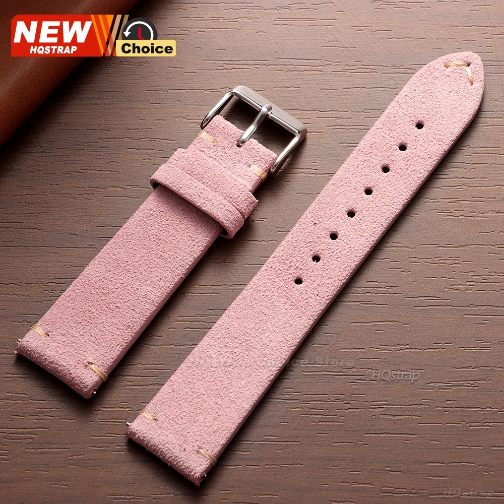 18 19 20 21 22 MM Soft Suede Leather Vintage Strap Watch Band Quick Release