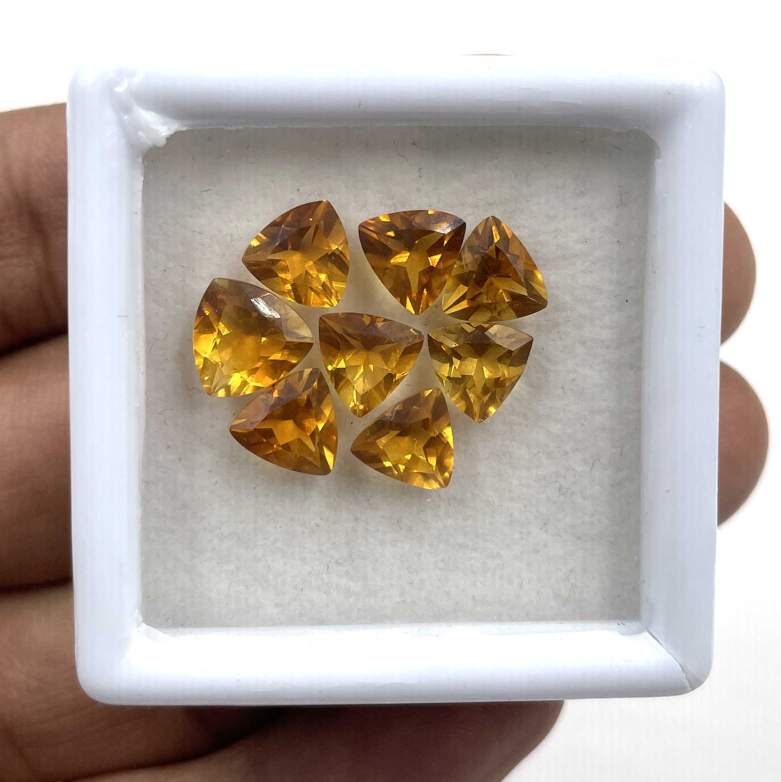 Natural Brandy Citrine Trillion Cut Loose Gemstone Lot 8 Pcs 7-8 MM 8 CT