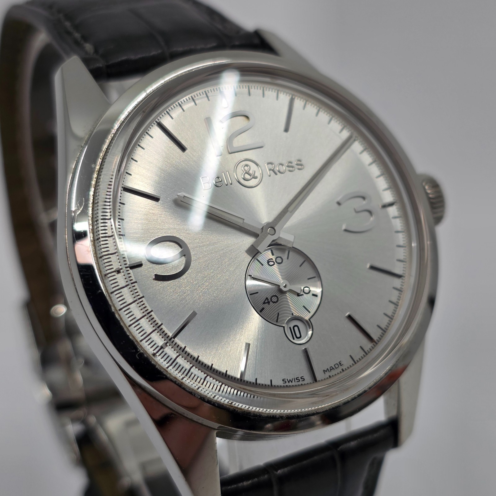 Bell & Ross Officer Automatic Steel 41mm Silver Dial on Strap BR123-95-SP