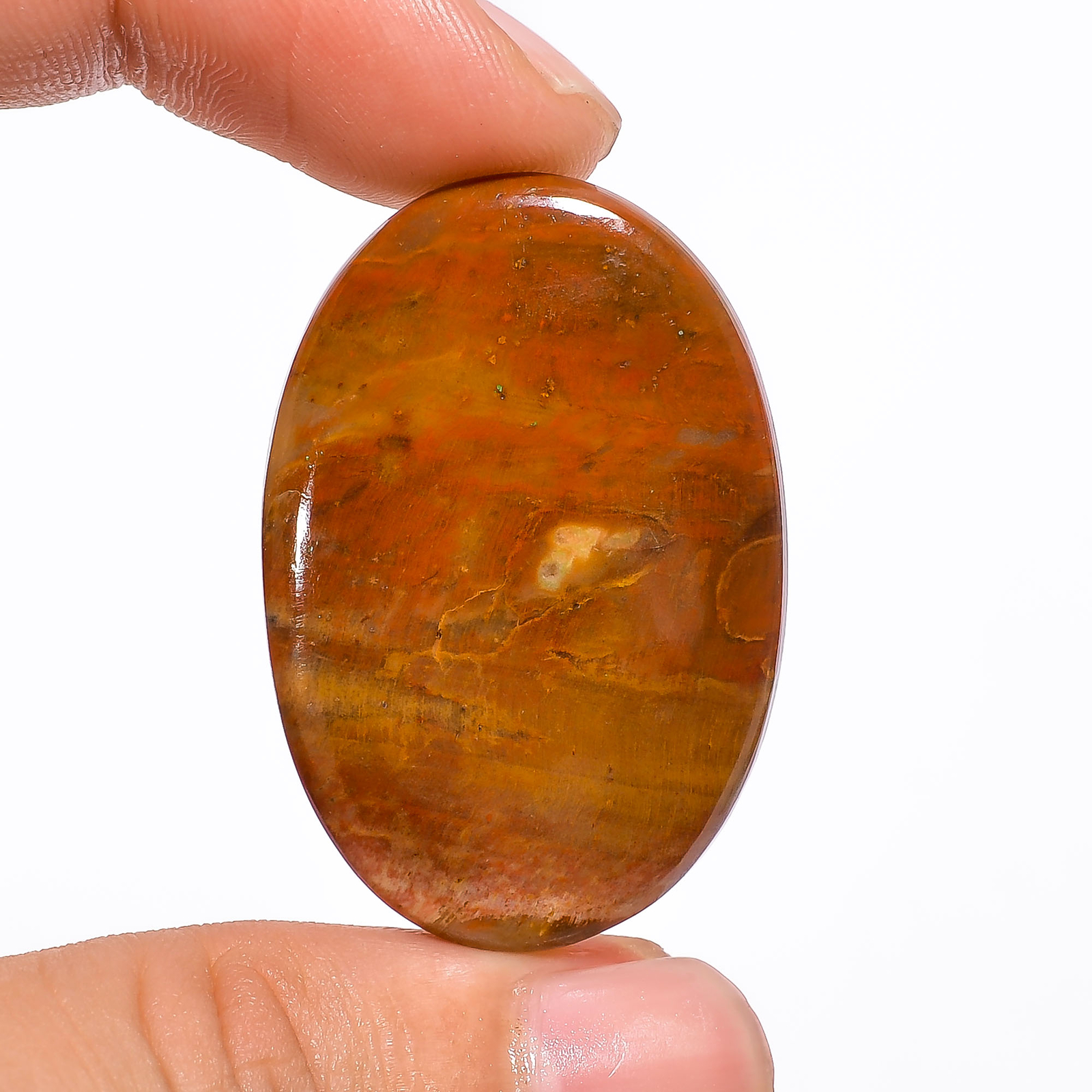 Natural Rainbow Jasper Oval Cabochon Loose Gemstone 38.5 Ct. 37X25X4mm