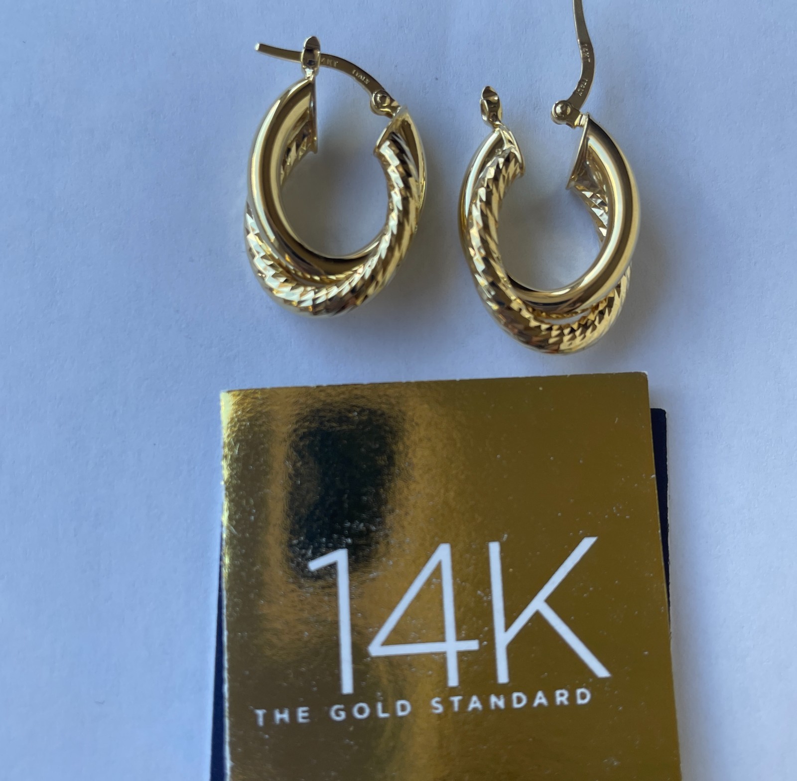14K EternaGold Polished & Diamond Cut Nested Hoop Earrings, 3.2 grams – NEW!