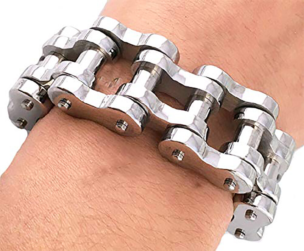 Black or Silver 8” 9″ 10” Stainless Steel Motorcycle Bike Biker Chain Bracelet