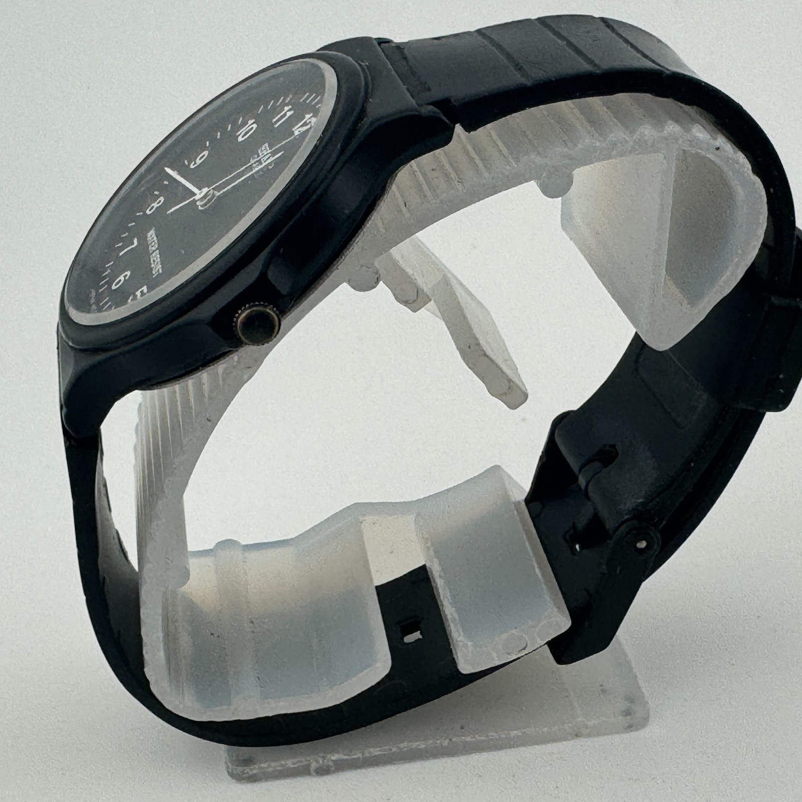 Vintage Sharp Quartz Watch Unisex Black Plastic Military Dial Analog New Battery