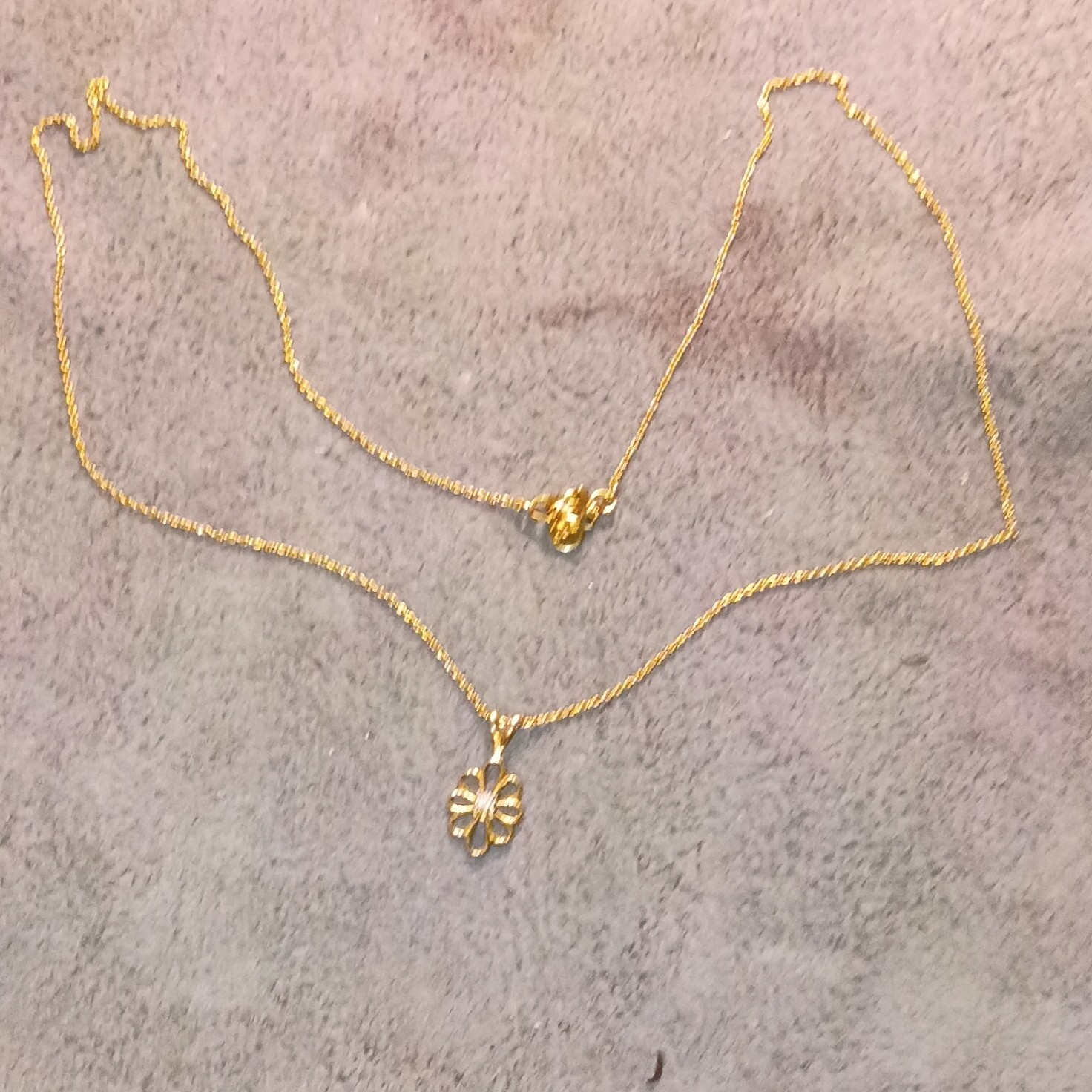 1/20th 14K Gold Tone Flower Charm Pendant Cable Chain Necklace Lobster