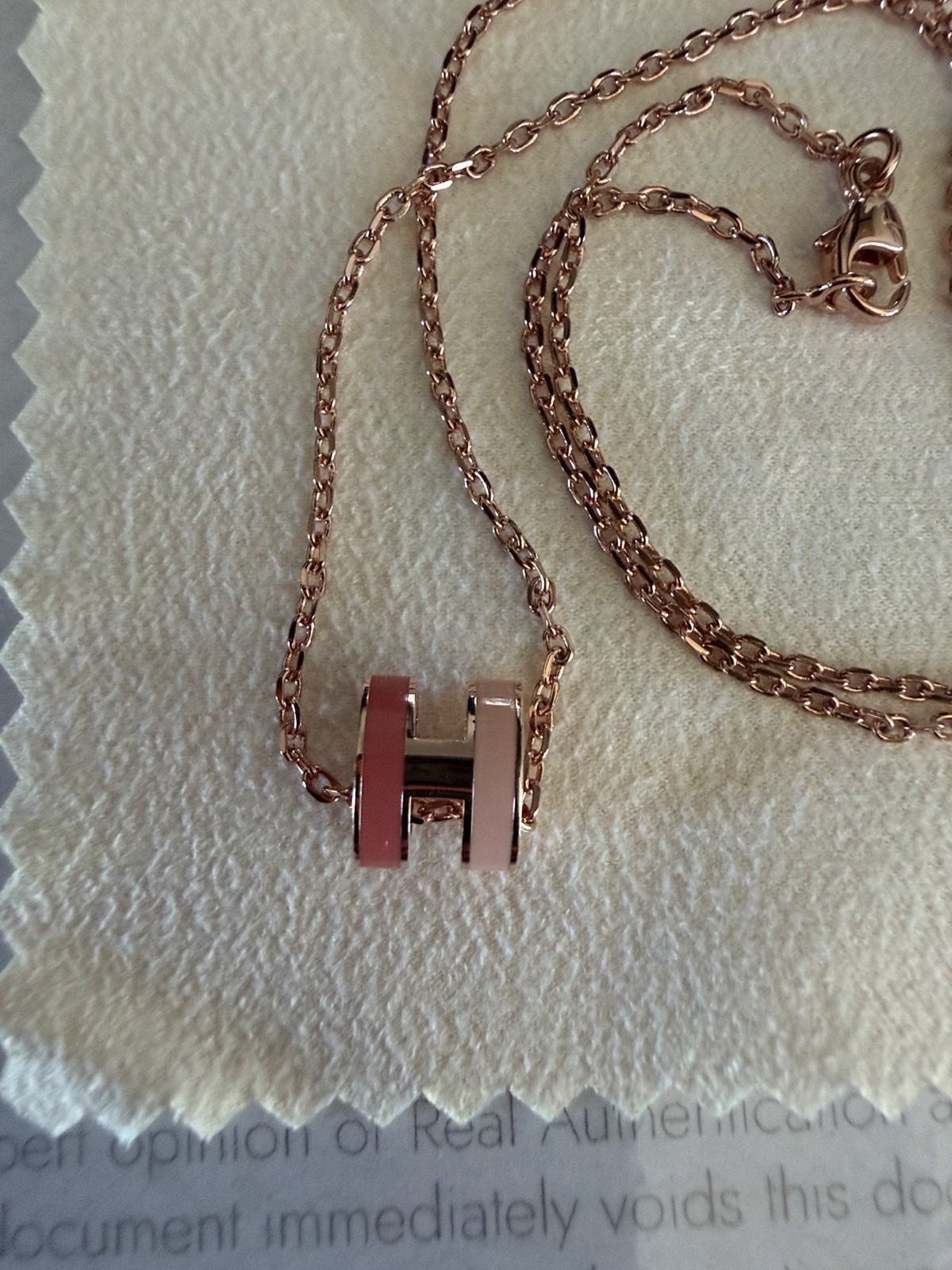 Hermes: Pink Rose Gold-Plated Mini Pop H Rocabar Pendent Necklace