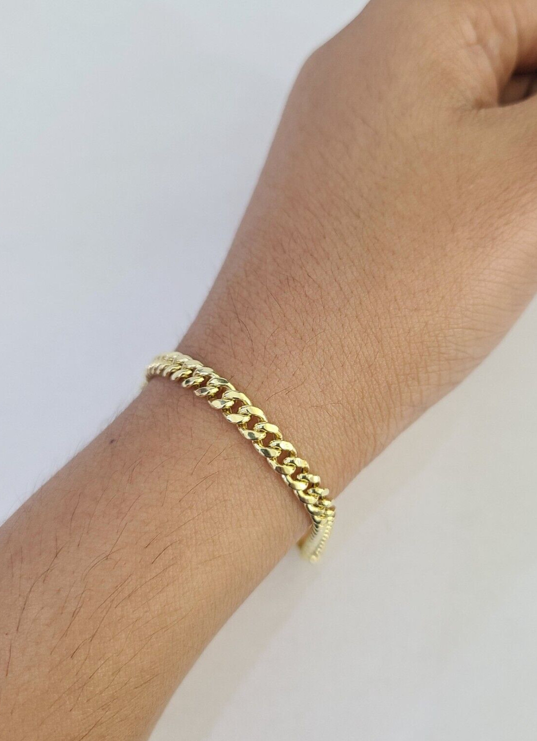 10k Yellow Gold Miami Cuban Bracelet 8inch 4mm lobster lock men women