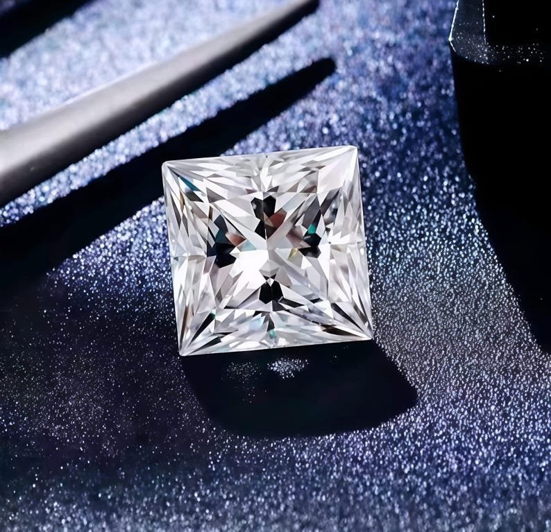 2 Ct Princess Cut Diamond Stone Loose White D Color VVS1 Gemstone +1 free Gift