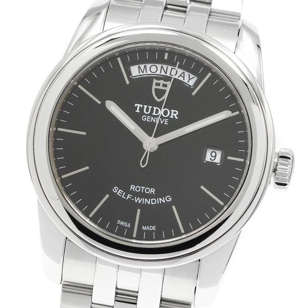 TUDOR GLAMOUR DATE-DAY 56000 39mm SS Black #C19741