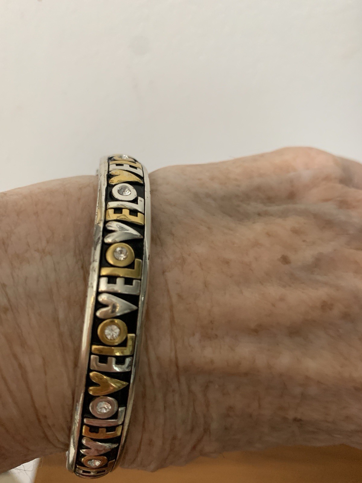 Love Bangle By Brighton.Cubic Zirconia,Enamel,Clasp closure& Silver Plated,8”Fit