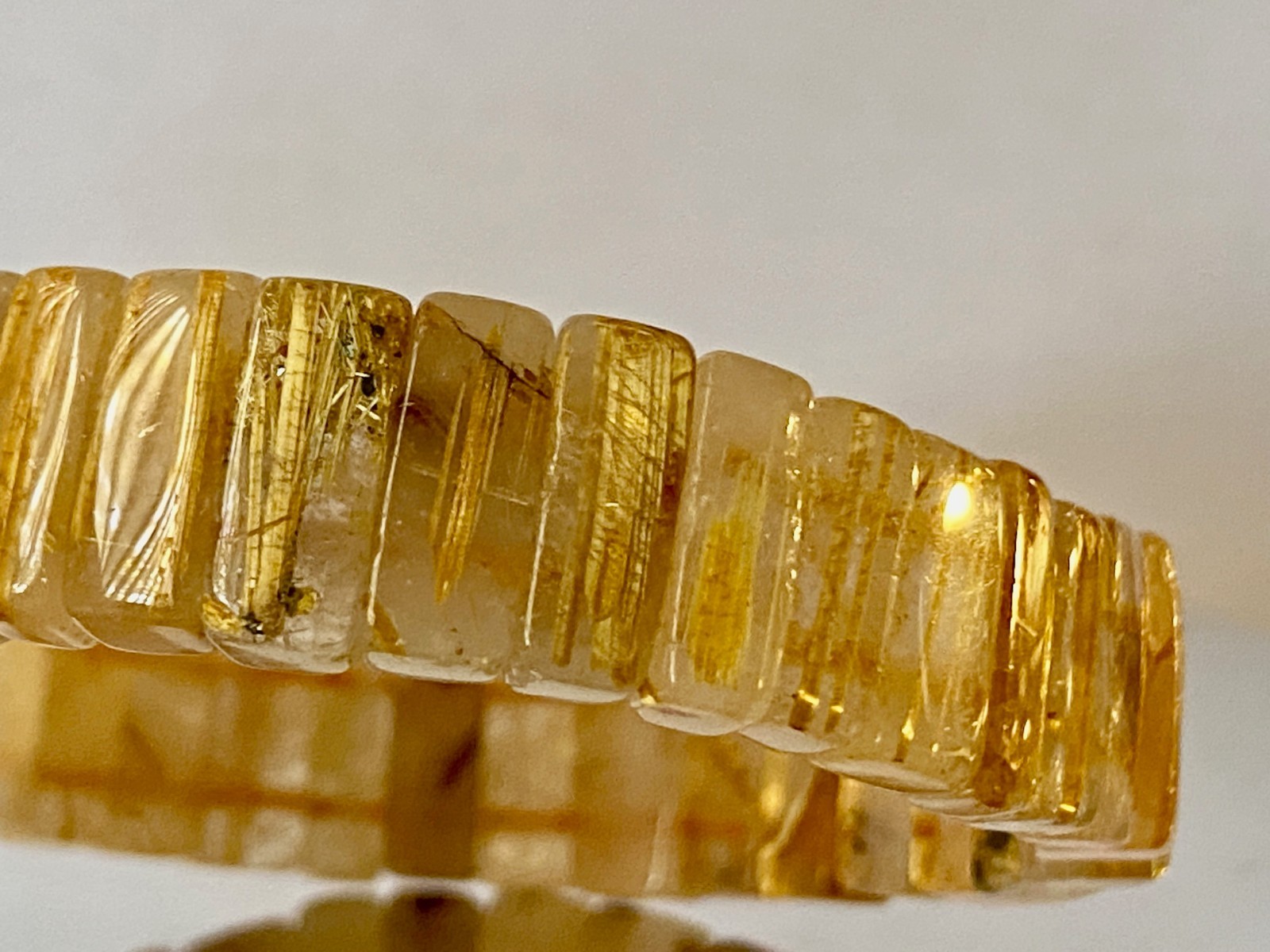 8.2″ Golden Rutilated Quartz Titanium Dioxide Inclusions Bracelet – I1414