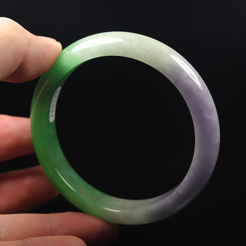59mm Lavender Purple Green Jadeite Jade Bangle Bracelet Burma Jadeite 12511