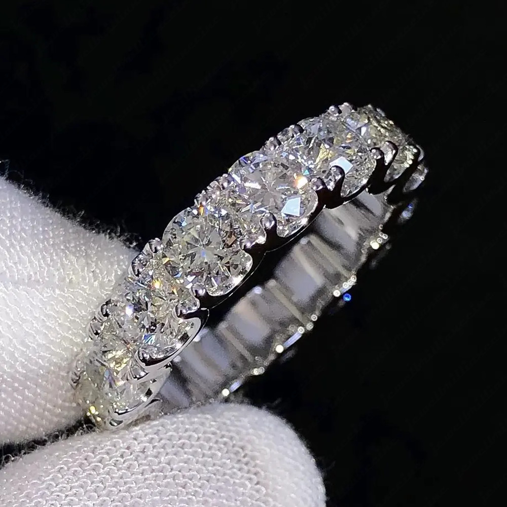 6.72 Ct Round Certified White Diamond Eternity Wedding Band Ring 925 Silver !