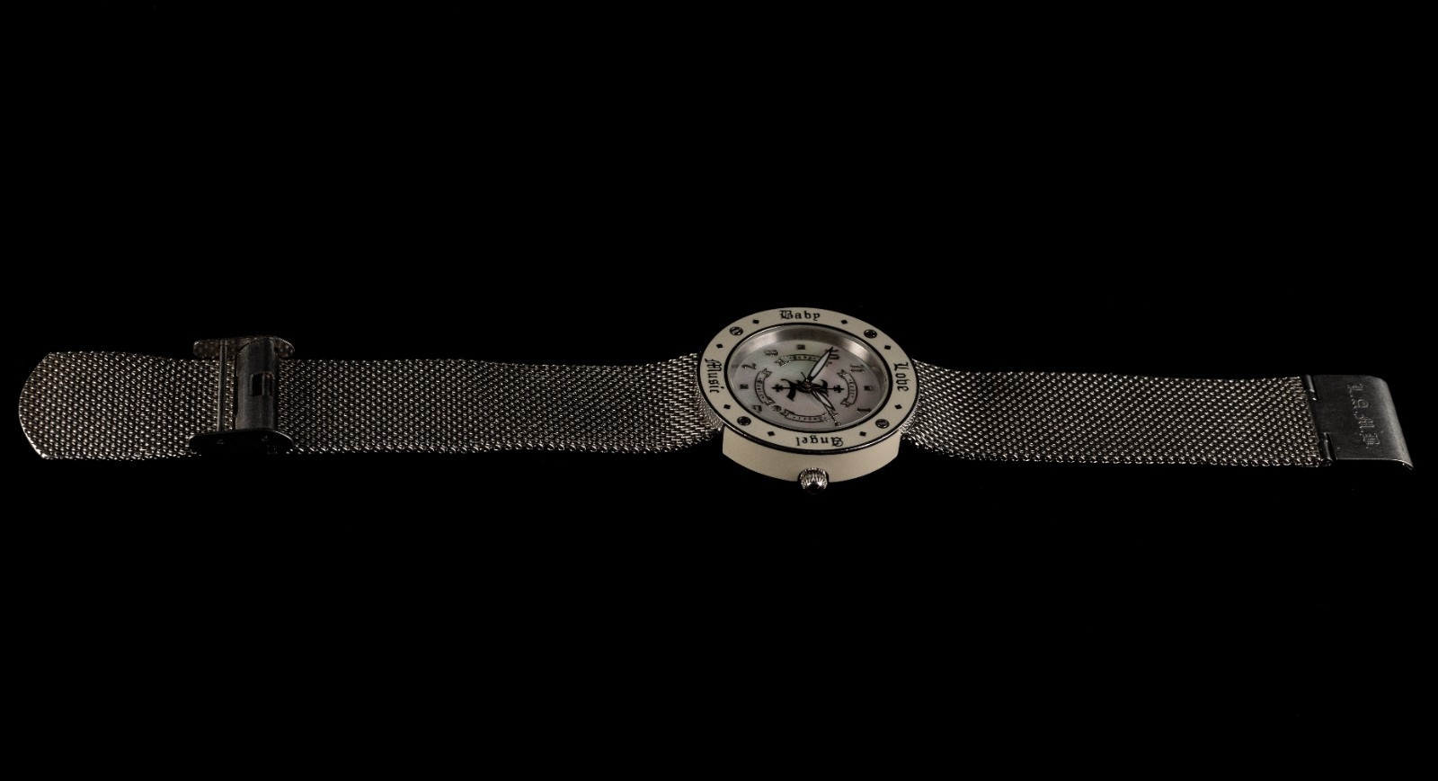 L.A.M.B. Gwen Stefani Watch LBD_3850110 Silver Mesh Mother of Pearl New Battery