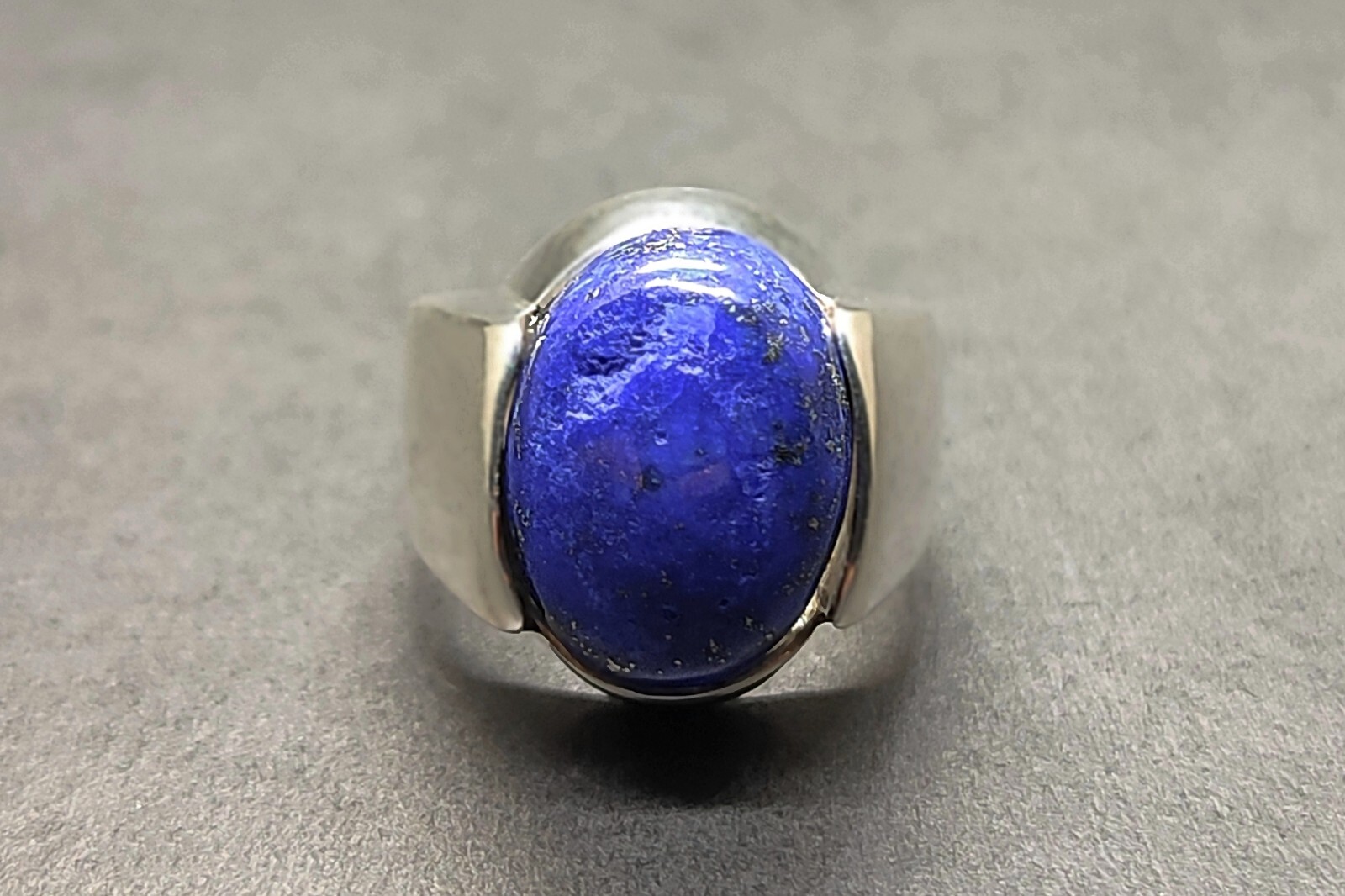 Natural 12 Carat Blue Lapis Lazuli Sterling Silver 925 Handmade Mens Plain Ring