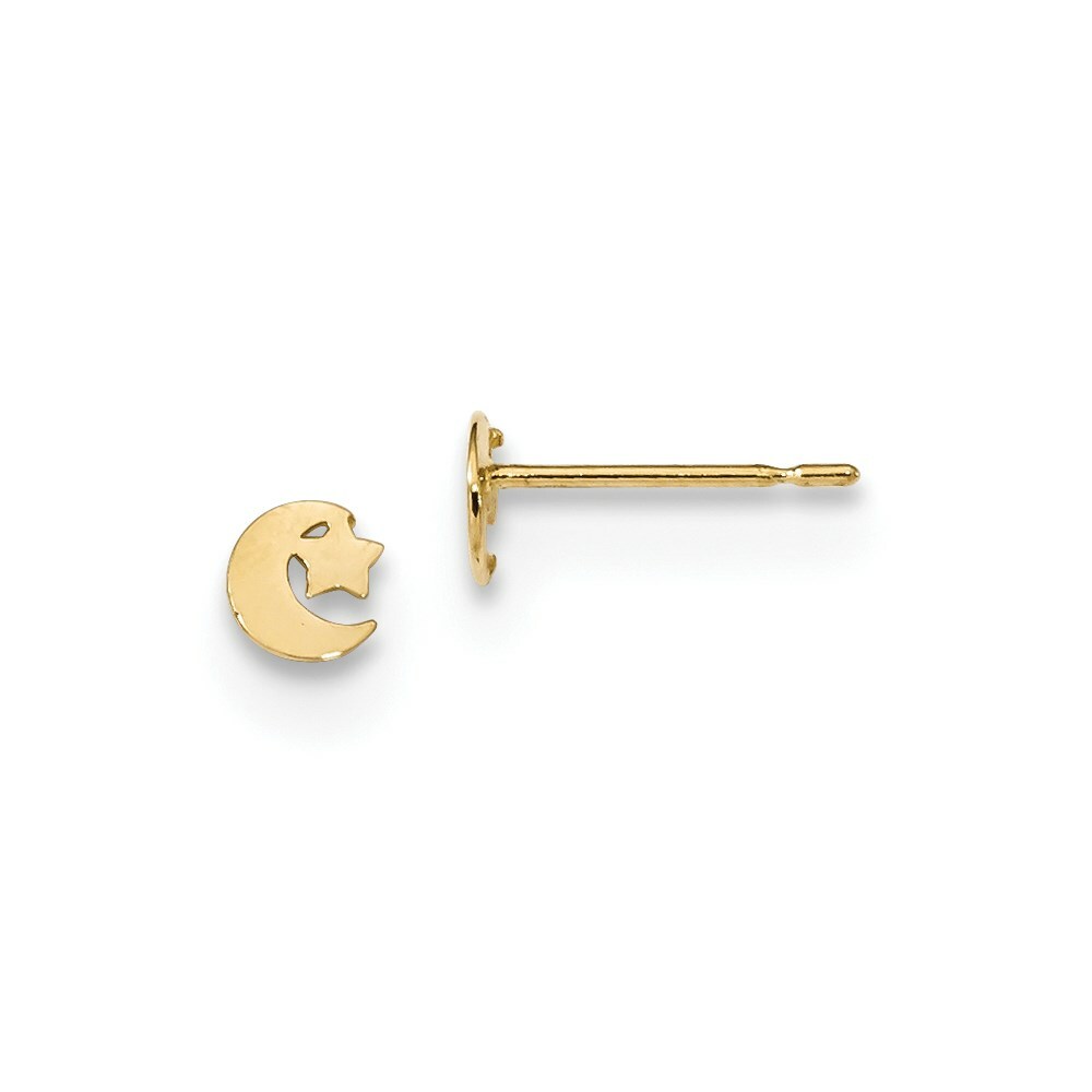 Madi K Kid’s Earrings 14k Yellow Gold Star and Moon Post and Push Back