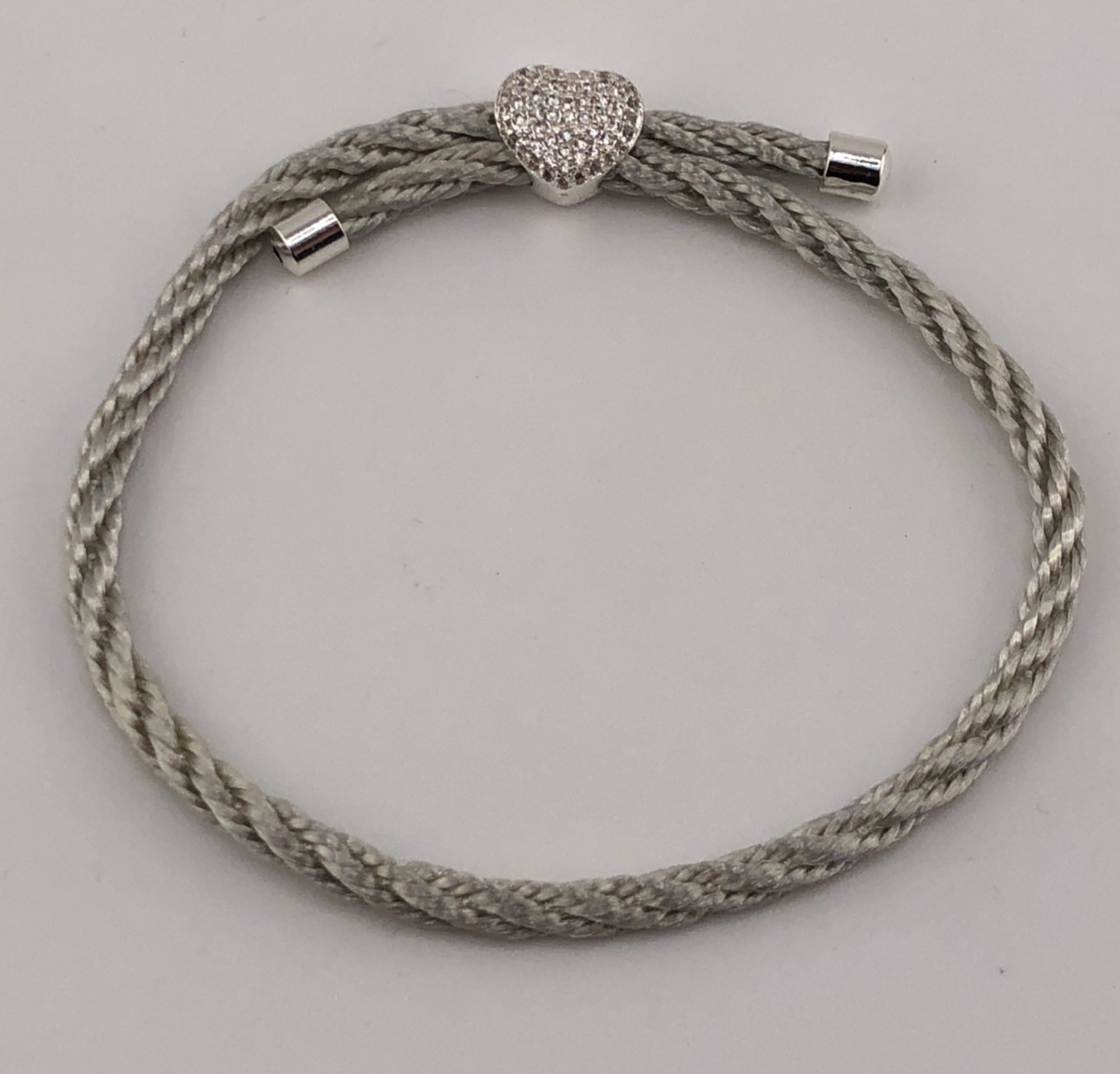 Joma Jewellery Bracelet Silver Tone & Sparkle Heart Adjustable Cord Party Disco