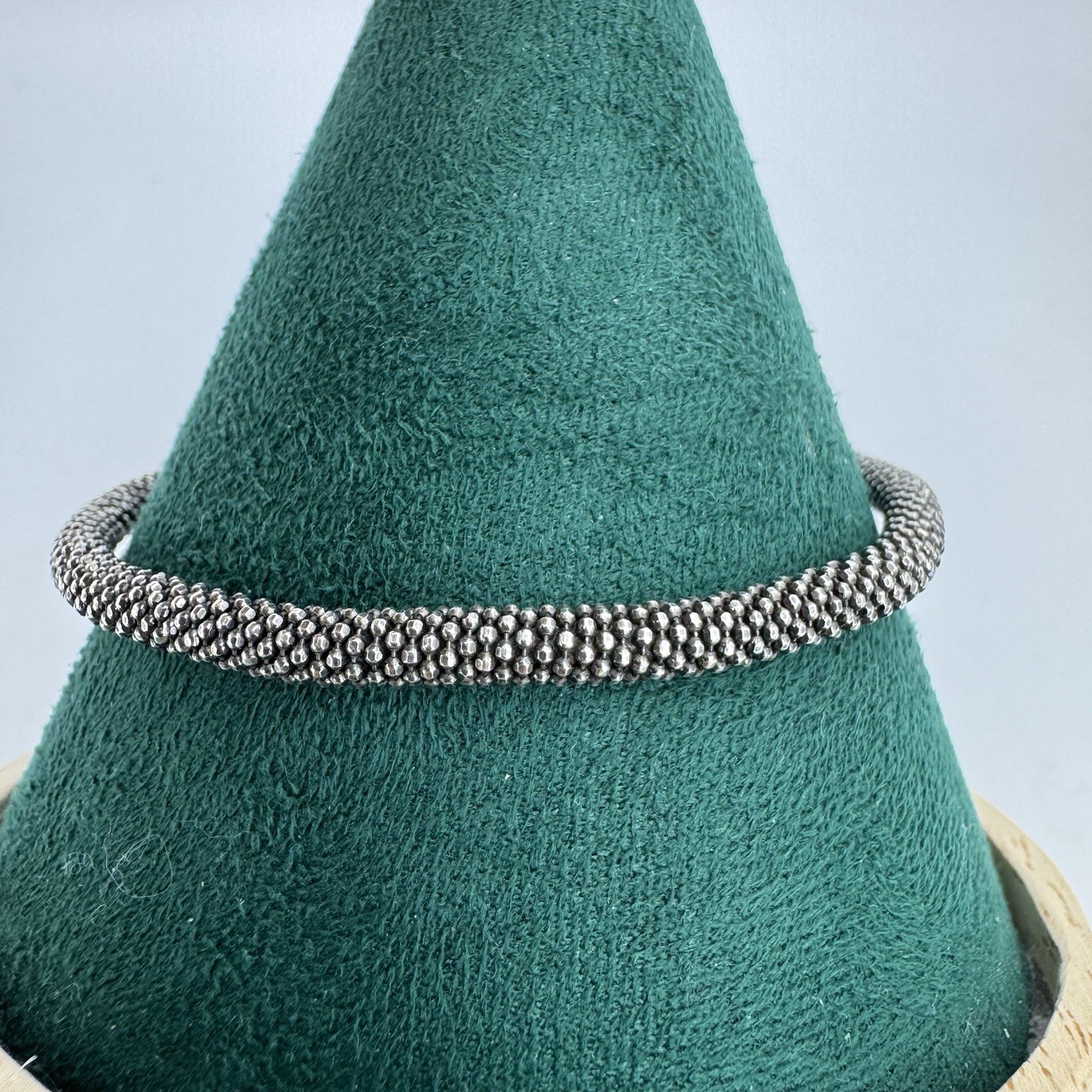 925 sterling silver bracelet ball beaded chain magnetic clasp 18.5cm