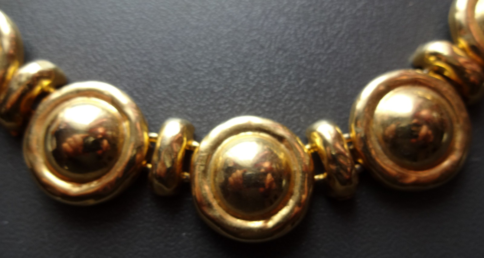 Vtg 70-80s Designer Brite Gold Tone Heavy Wide Button/Coins Choker Necklace RARE