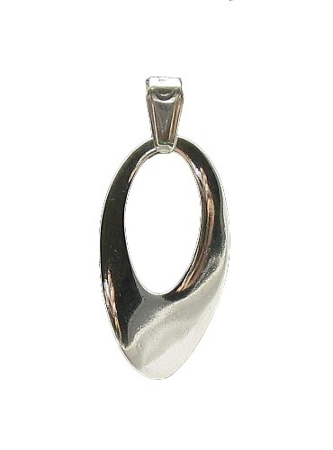 Handmade Sterling Silver Pendant Ellipse Hallmarked 925 Nickel Free