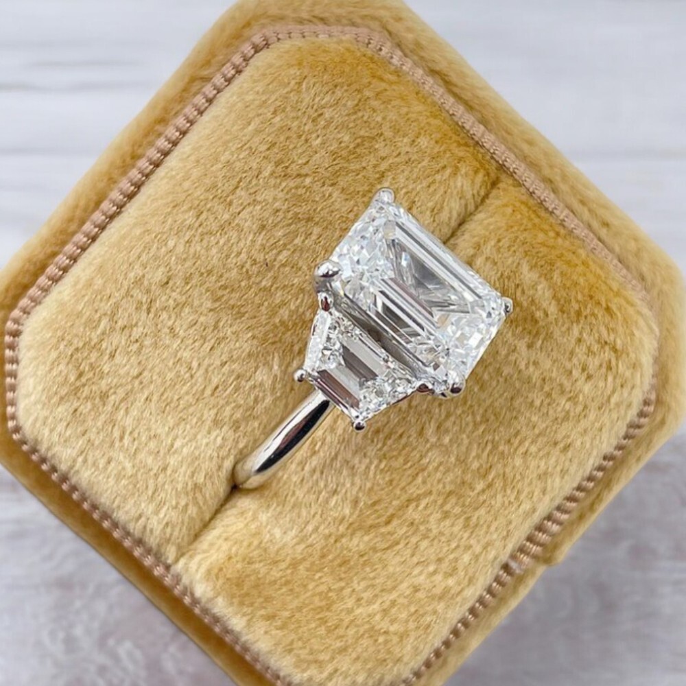 Lab Grown Diamond CVD 14K White Gold Engagement Ring Emerald Cut 6.80 Carat IGI
