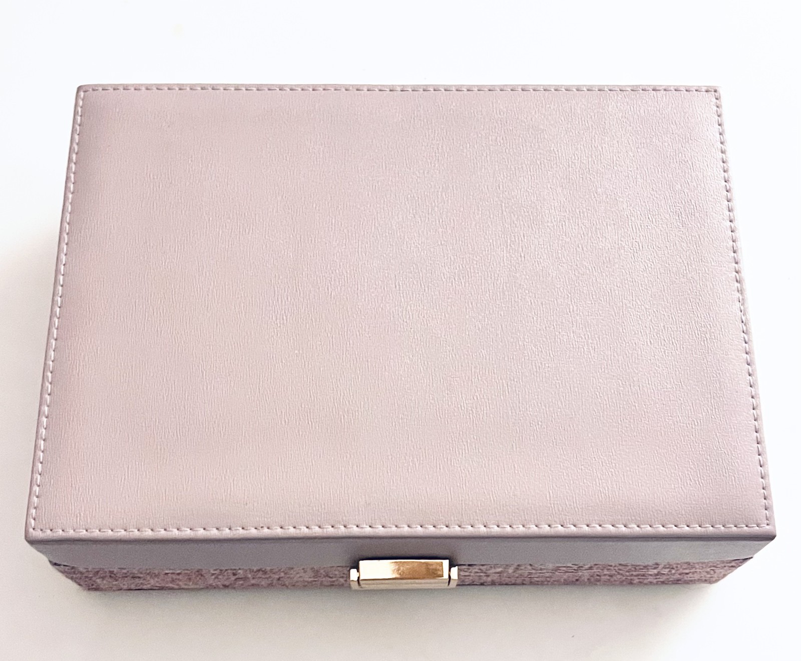Jewelry Box – 1950’s Style Lavender Faux Leather & Fabric Keepsake 10”x7.5”