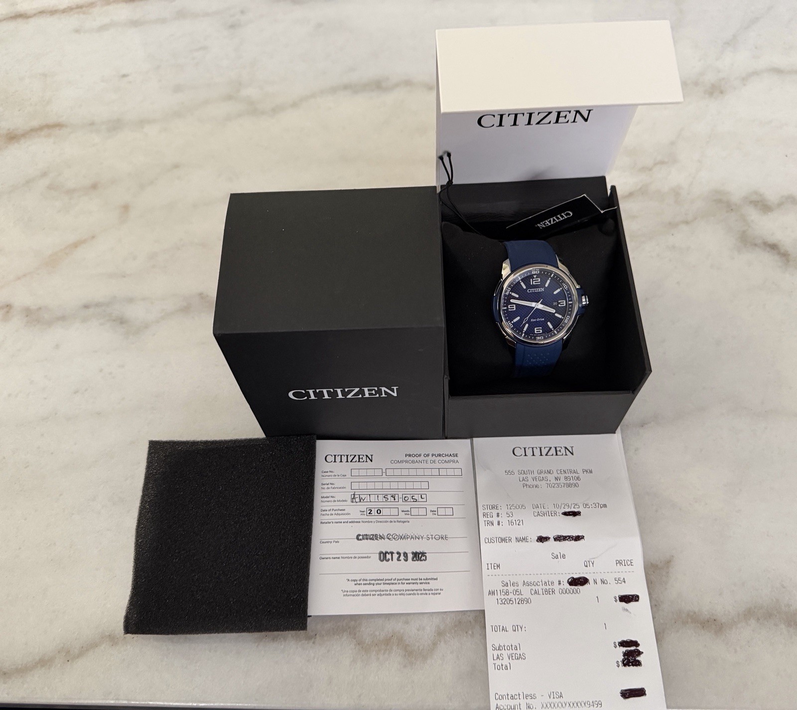 Citizen AW1158-05L 45mm Silver Stainless Steel Case with Blue Polyurethane Strap
