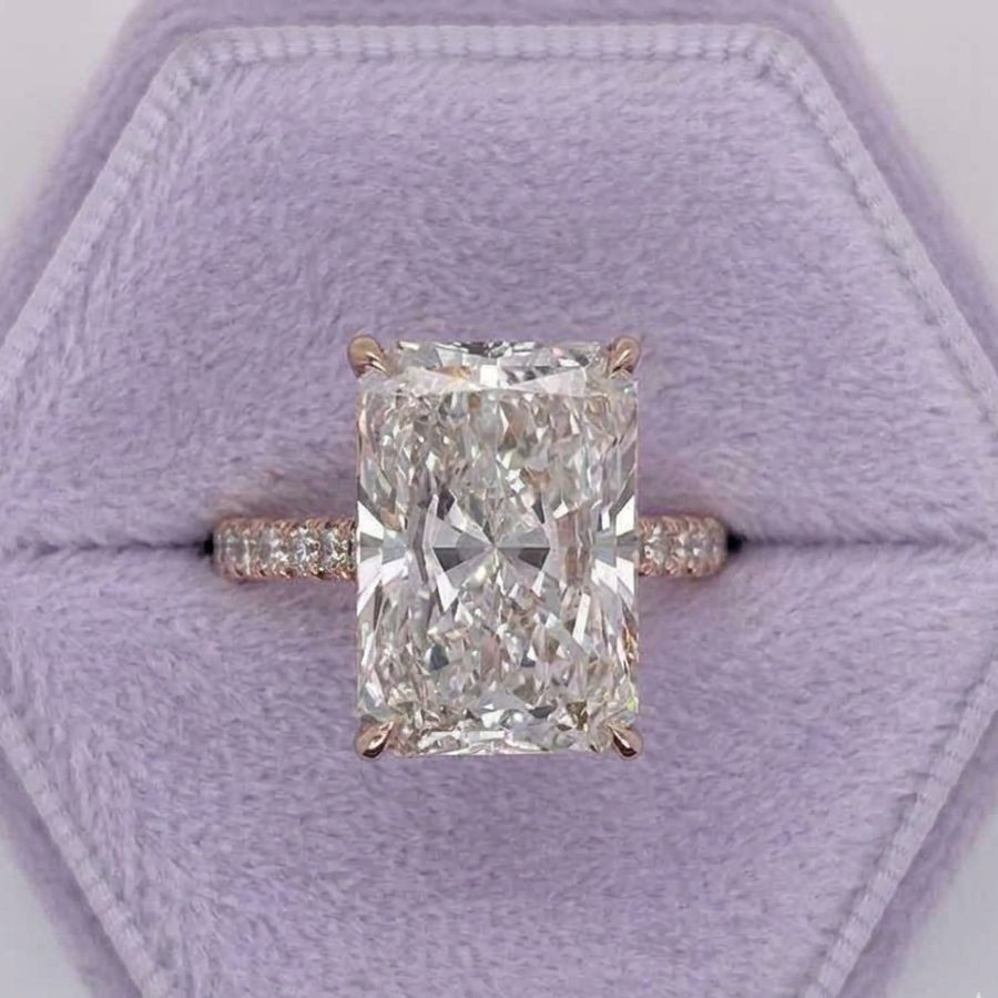 7.30Ct Radiant-Cut VS1 Lab Grown Diamond Wedding Engagement Ring 14k Rose Gold