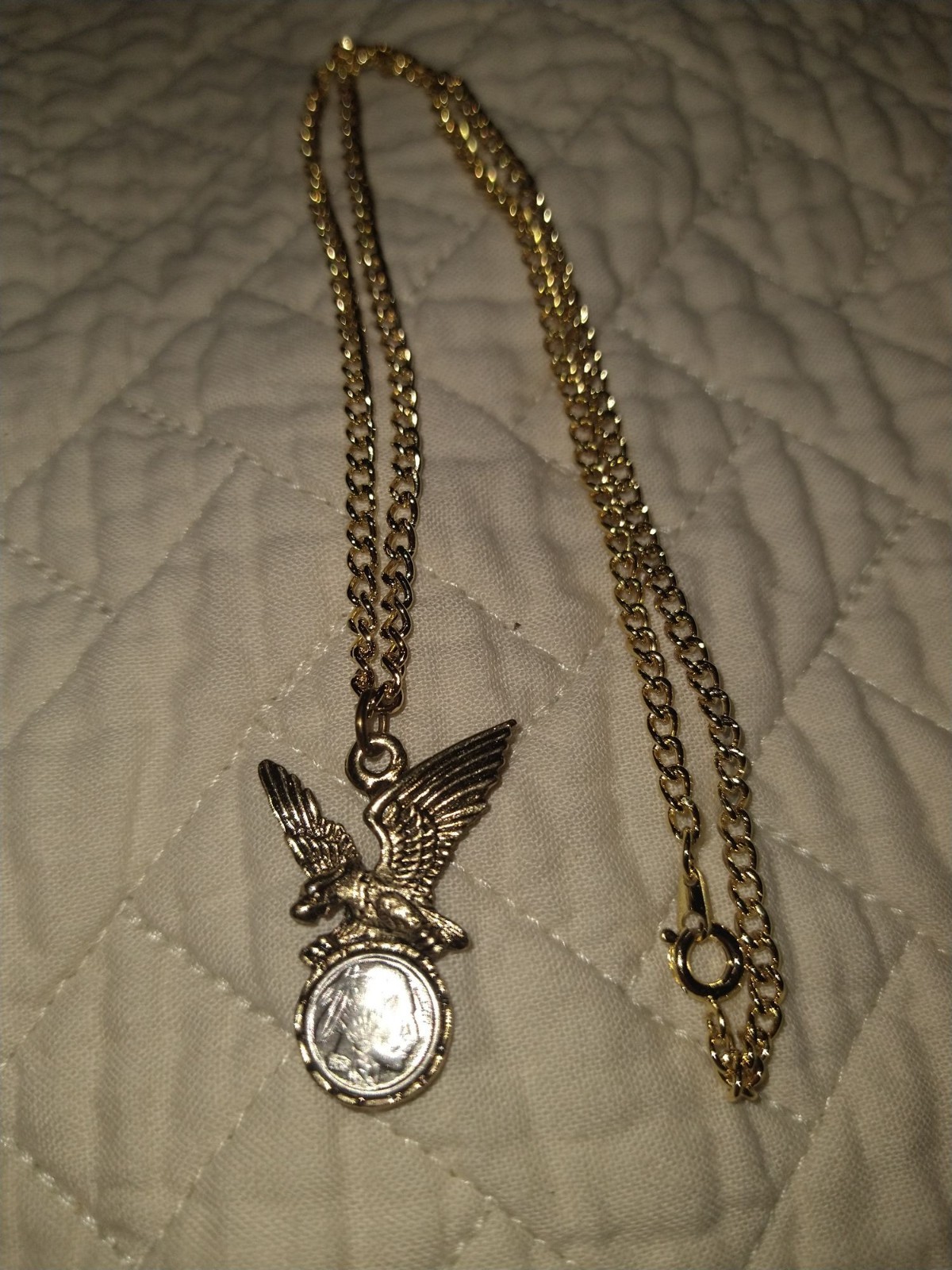 Gold-Tone Eagle Coin Pendant Necklace With Chain In Sir Lancelot Box