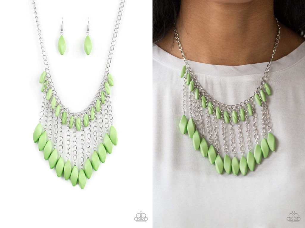 Paparazzi Necklace- Venturous VIbes- Green- Fringe