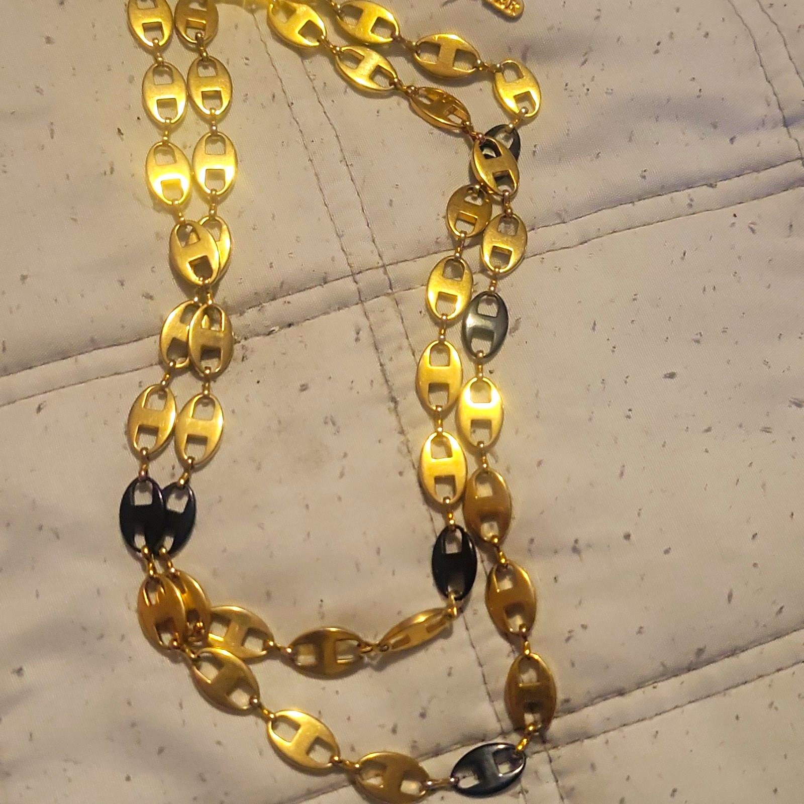 Camrose And Kross Gold Plated And Black Link Necklace
