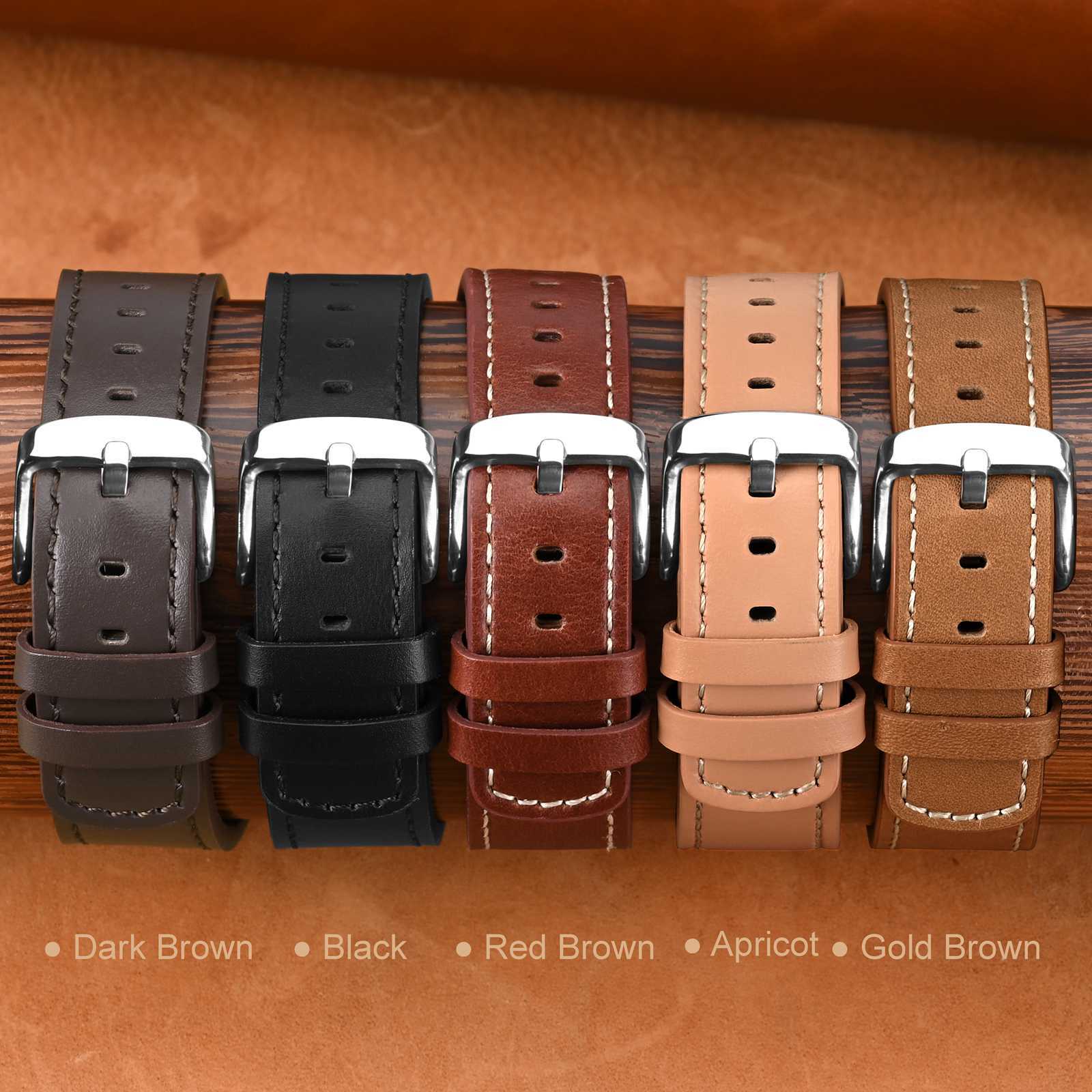 ANNEFIT Genuine Leather Watch Band 18mm 19mm 20mm 21mm 22mm Quick Release