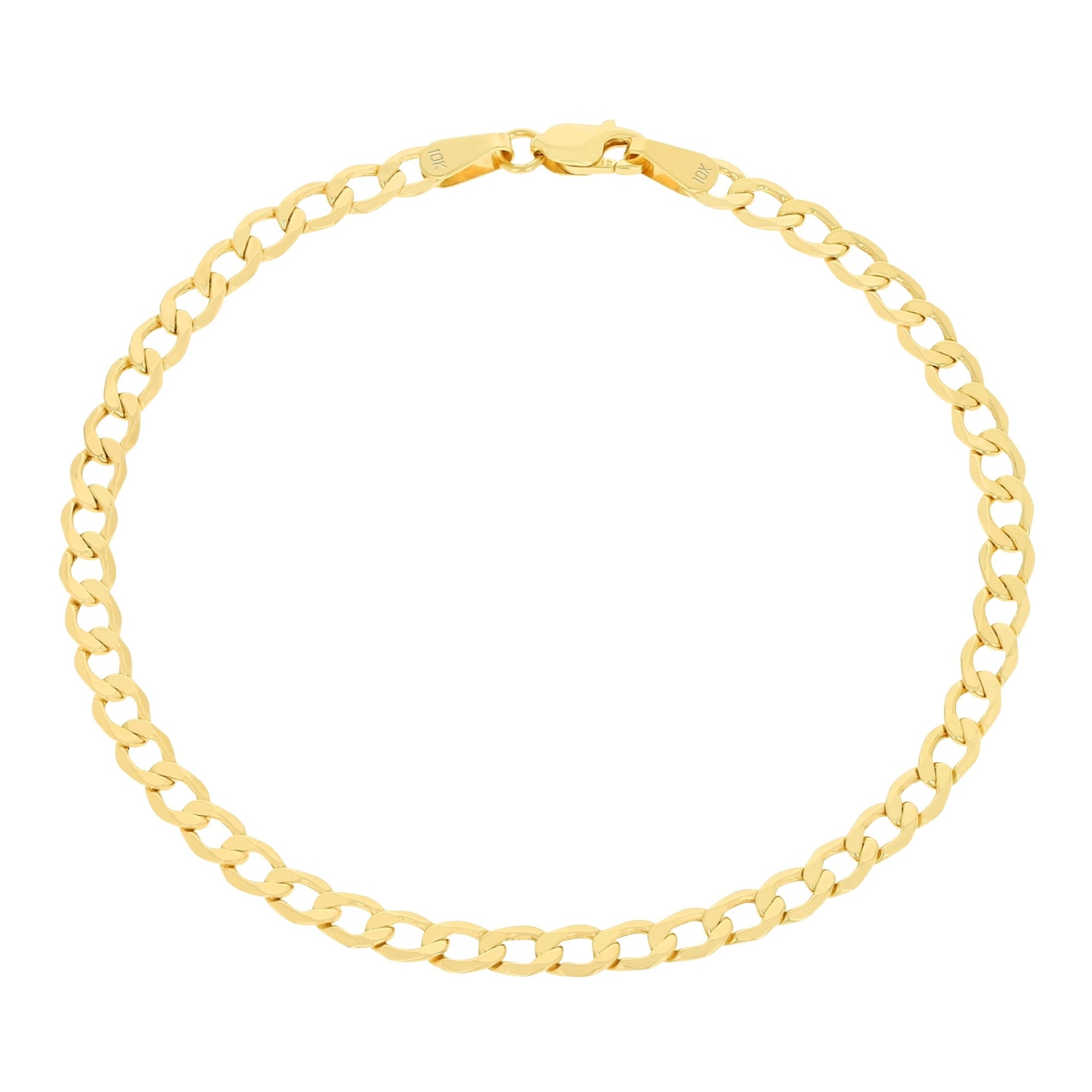 10K Yellow Gold 3.5mm Italian Curb Cuban Chain Link Bracelet or Anklet 7″ 8″ 9″