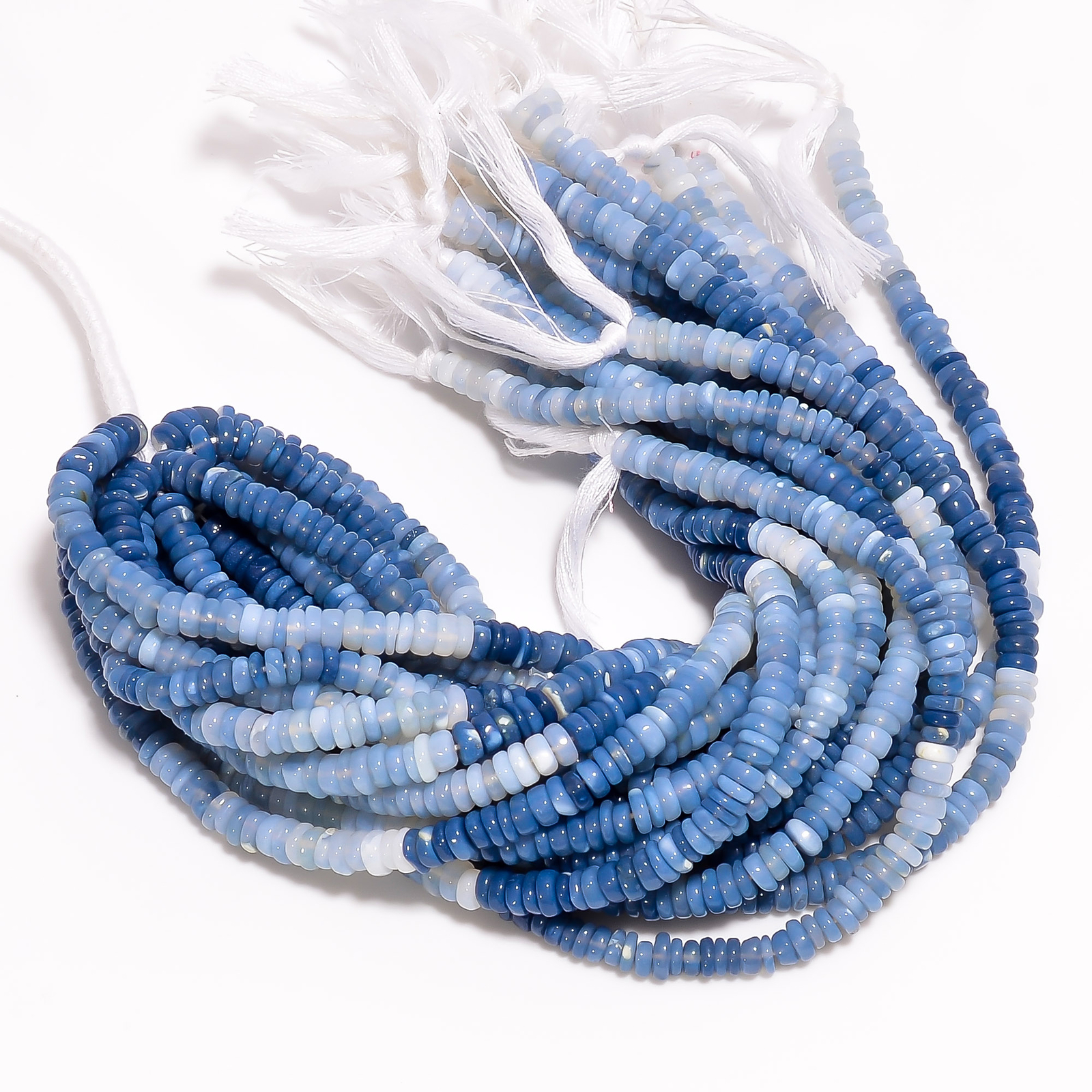 Natural Blue Opal Gemstone Rondelle Shape Smooth Beads 4X4 5X5mm Strand 8″ EB340
