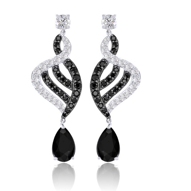 9.7/8 Ct Simulated Spinel & Simulated Topaz Sterling Silver Dangle Earrings