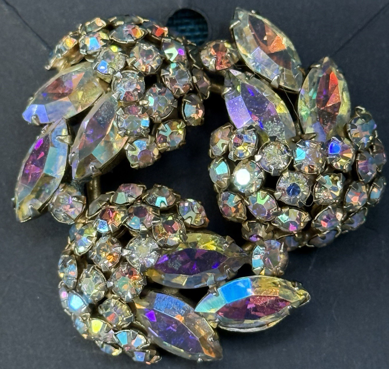 Vintage SHERMAN Signed Aurora Borealis Brooch and Earring Set BEAUTIFUL!