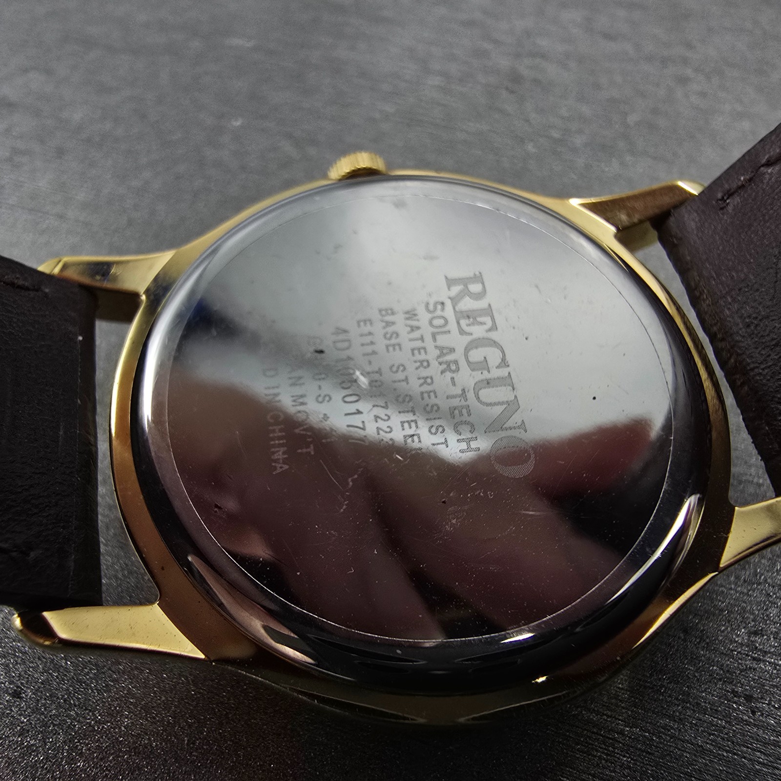 Citizen Reguno Solar Watch Men 33mm White Dial Gold Tone Date E111-T017223 Runs