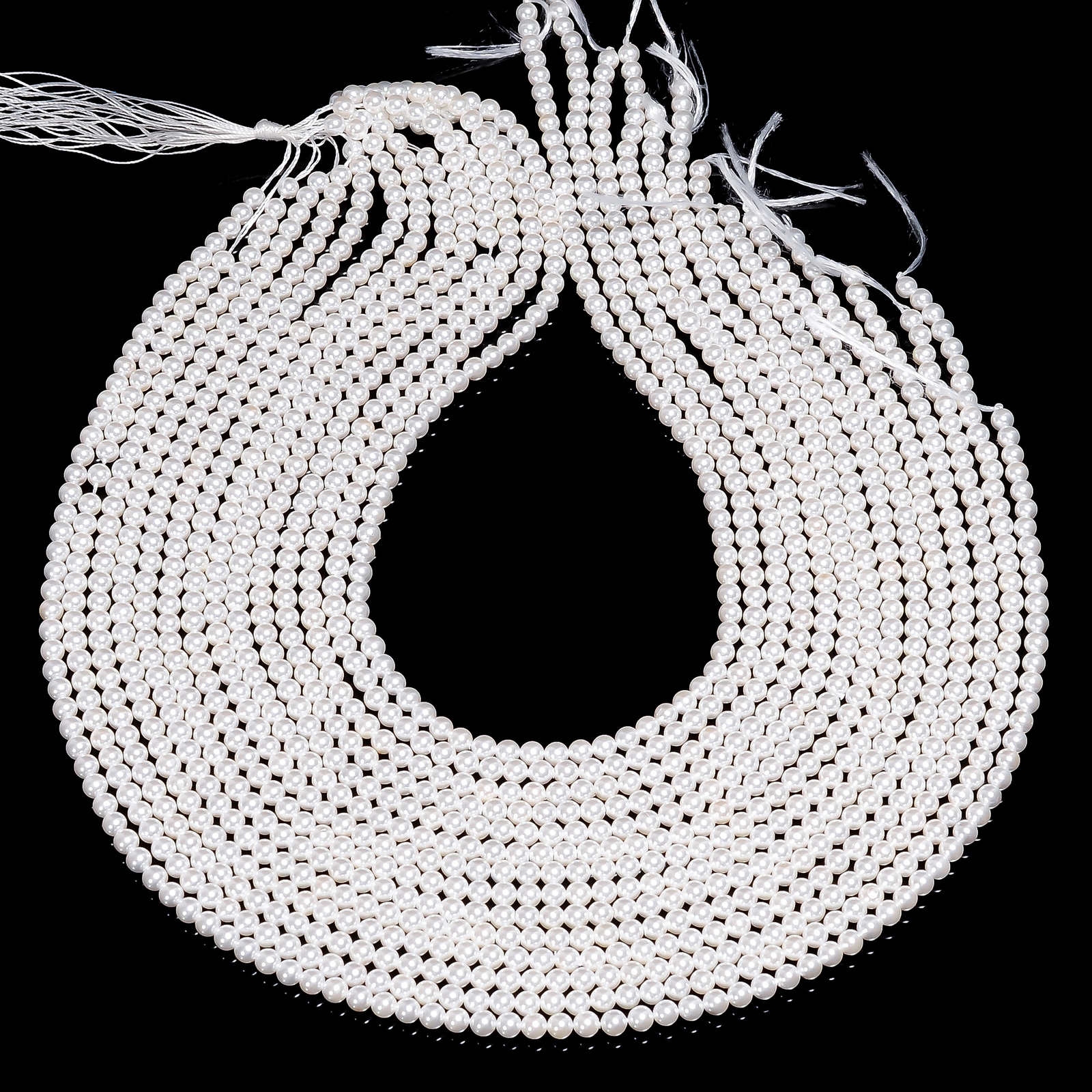 Natural Biwa Pearl Gemstone Round Shape Smooth Beads 4X4 mm Strand 16″ EB-955