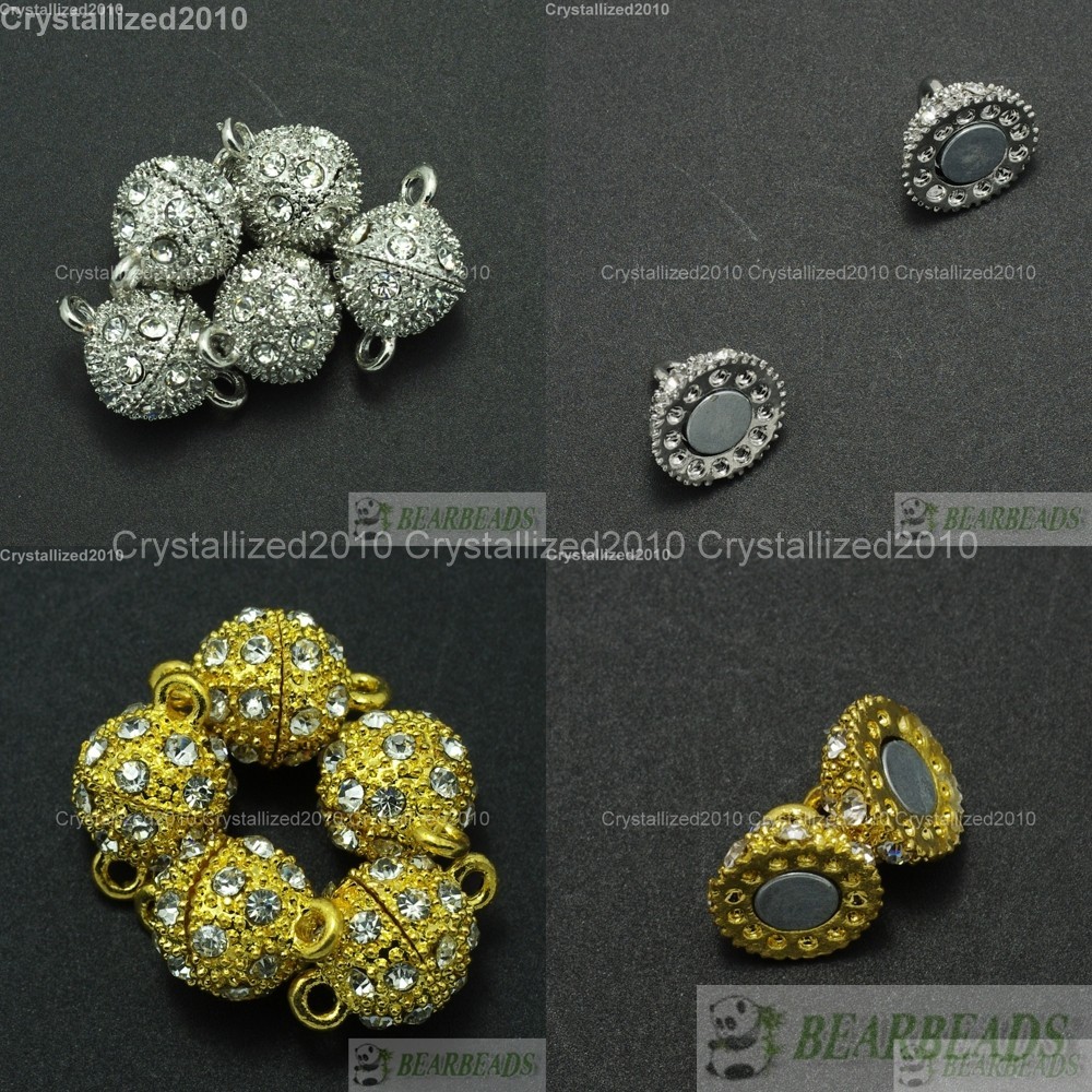 20 Sets Crystal Rhinestone Strong Magnetic Round Ball Connector Clasps Making