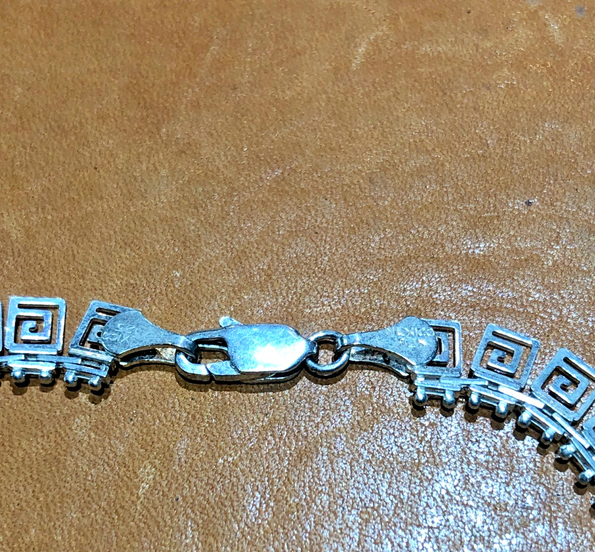 Greek Key Tribal 925 Sterling Silver Bracelet