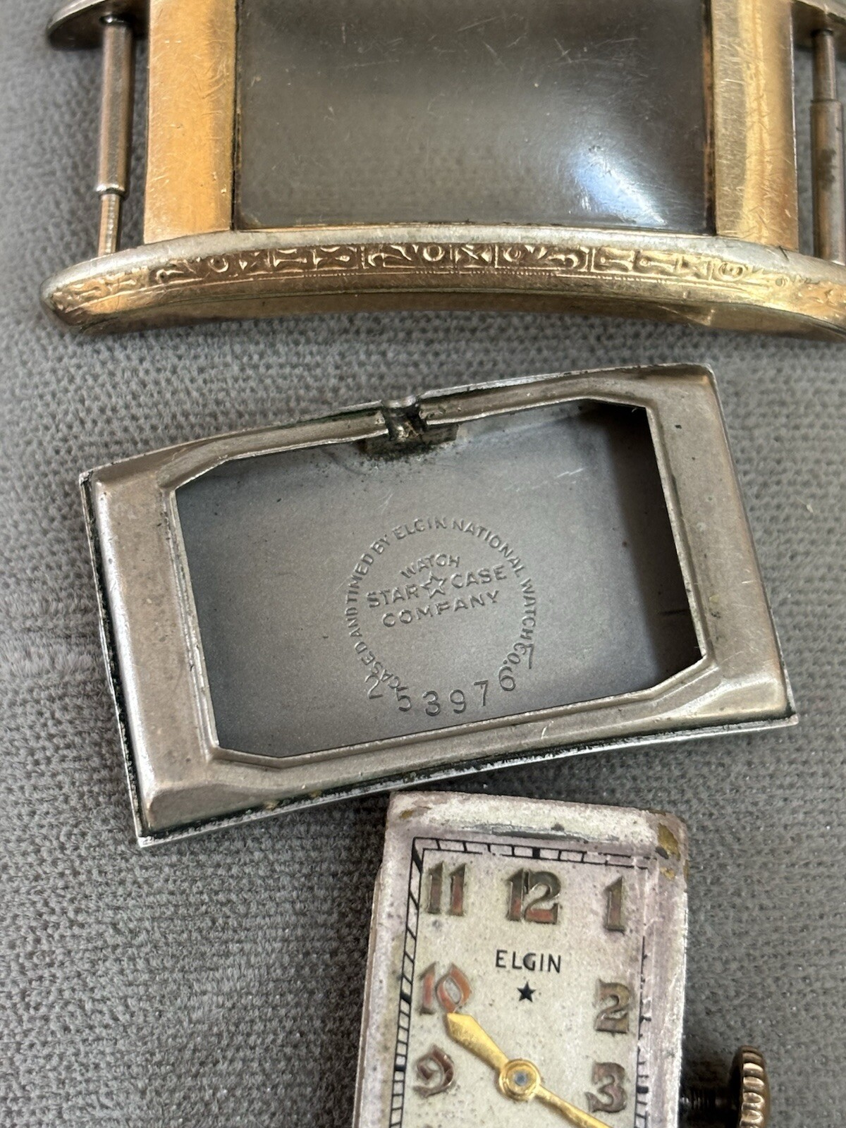 Vintage ELGIN Grade 484 Men’s 15 Jewels Art Deco Curved Case Watch – Repair