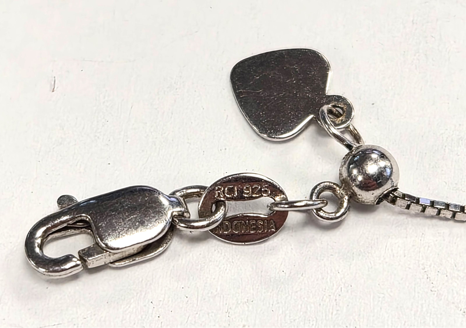 Estate Signed RCI 925 Sterling Silver Adjustable Box Chain 22″ Necklace