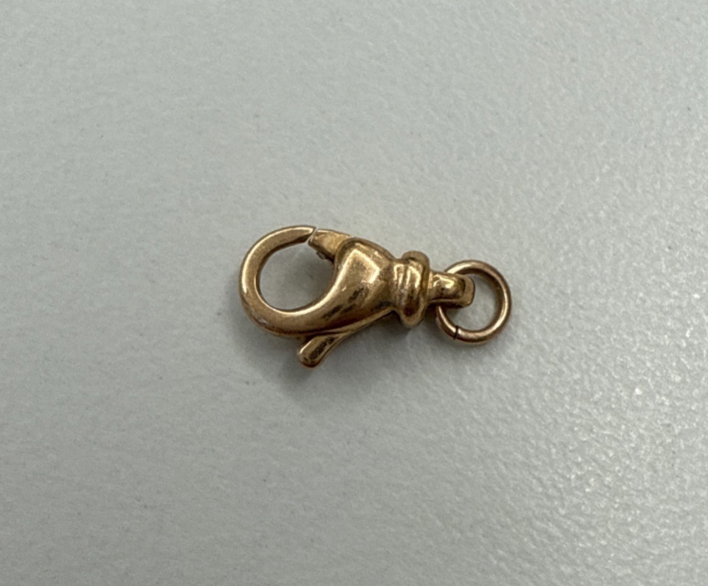 14k Rose Gold Pear Shape Lobster Fish Lock 10.8 mm Clasp Finding Made In Italy