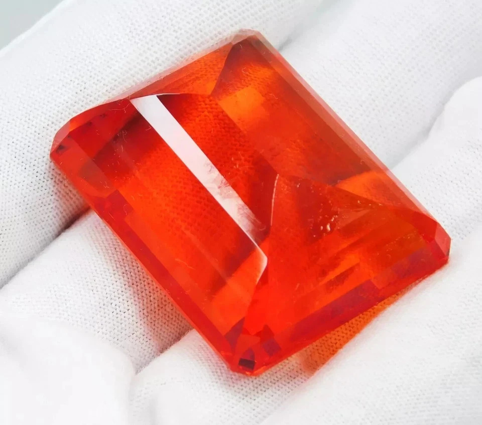Natural Orange 300 Ct Brazilian Topaz Emerald Cut Loose Gemstone AGL Certified