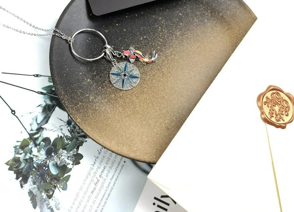 Koi Fish star Pendant Necklace 925 Sterling Silver Multicolor Gift 18″